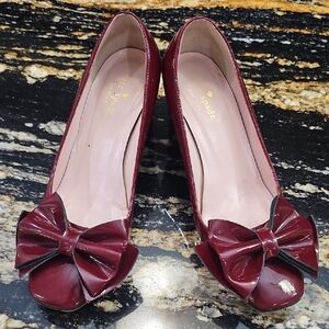 Kate Spade Women's Burgundy Bow Heel Sz 7.5M